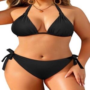 Chic Black Tie Bikini Set
